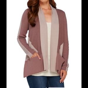 LOGO by Lori Goldstein Open Front Pockets Cardigan